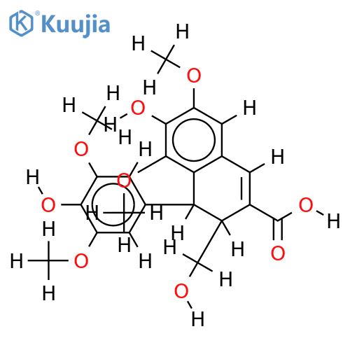 6-Hydroxy-4-(4-hydroxy-3,5-dimethoxyphenyl)-3-hydroxymethyl-5,7-dimethoxy-cis-3,4-dihydro-2-naphthoesaeure; Thomassaeure structure