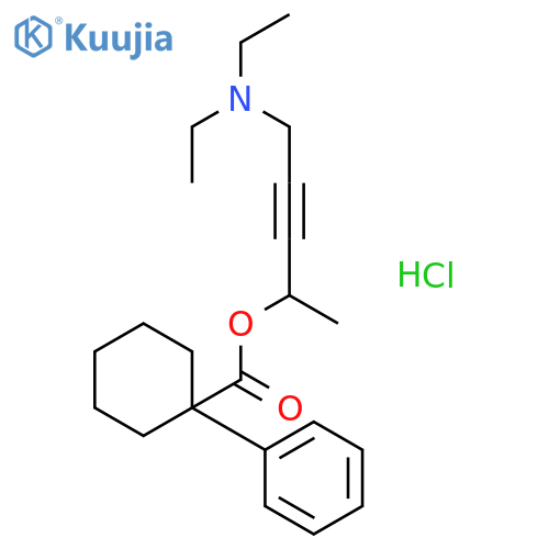 Cyclohexanecarboxylicacid, 1-phenyl-, 4-(diethylamino)-1-methyl-2-butyn-1-yl ester, hydrochloride(1:1) structure