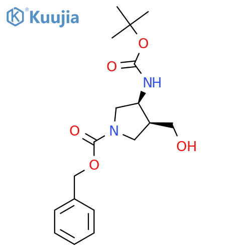 benzyl cis-3-{[(tert-butoxy)carbonyl]amino}-4-(hydroxymethyl)pyrrolidine-1-carboxylate structure