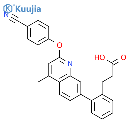 Benzenepropanoic acid, 2-[2-(4-cyanophenoxy)-4-methyl-7-quinolinyl]- structure