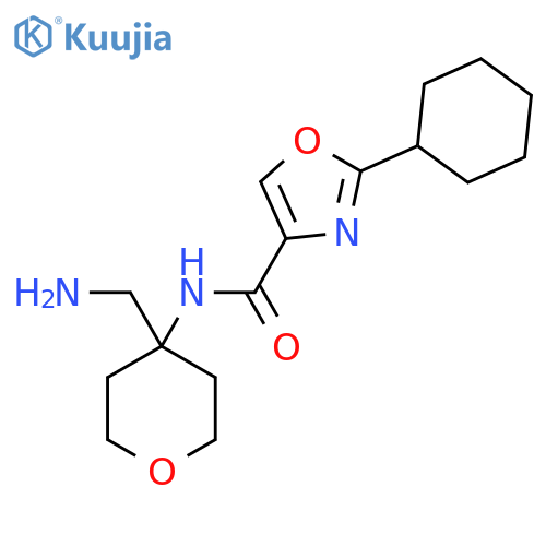 N-4-(aminomethyl)oxan-4-yl-2-cyclohexyl-1,3-oxazole-4-carboxamide structure