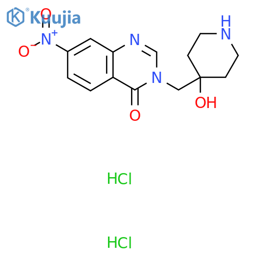 3-(4-hydroxypiperidin-4-yl)methyl-7-nitro-3,4-dihydroquinazolin-4-one dihydrochloride structure