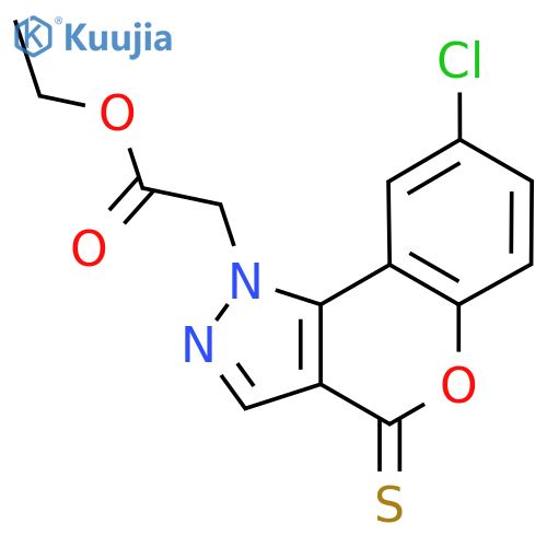 ethyl 2-{8-chloro-4-sulfanylidene-1H,4H-chromeno4,3-cpyrazol-1-yl}acetate structure