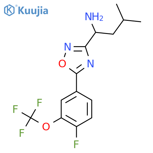 1-{5-4-fluoro-3-(trifluoromethoxy)phenyl-1,2,4-oxadiazol-3-yl}-3-methylbutan-1-amine structure