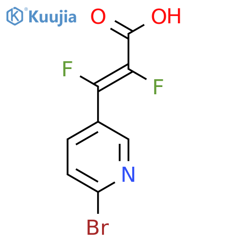 (2E)-3-(6-bromopyridin-3-yl)-2,3-difluoroprop-2-enoic acid structure