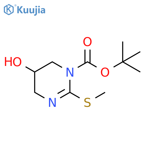 5,6-Dihydro-5-hydroxy-2-(methylthio)-, 1,1-dimethylethyl ester 1(4H)-pyrimidinecarboxylic acid structure