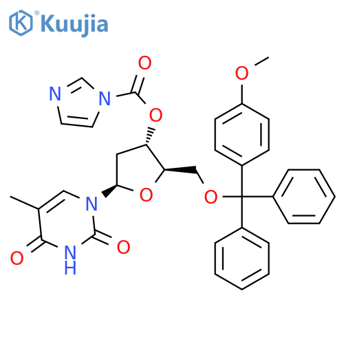 Thymidine, 5'-O-[(4-methoxyphenyl)diphenylmethyl]-,3'-(1H-imidazole-1-carboxylate) structure