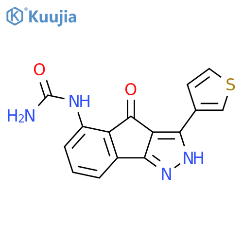 Urea, [2,4-dihydro-4-oxo-3-(3-thienyl)indeno[1,2-c]pyrazol-5-yl]- structure