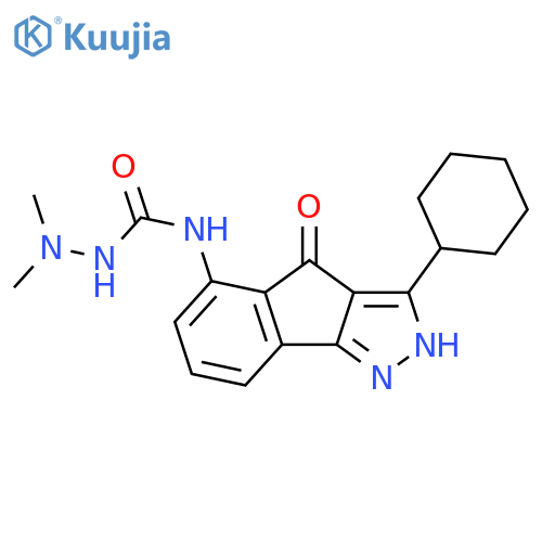 Hydrazinecarboxamide,N-(3-cyclohexyl-2,4-dihydro-4-oxoindeno[1,2-c]pyrazol-5-yl)-2,2-dimethyl- structure