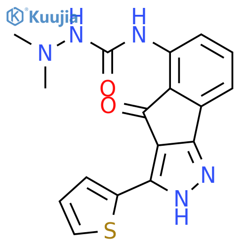 Hydrazinecarboxamide,N-[2,4-dihydro-4-oxo-3-(2-thienyl)indeno[1,2-c]pyrazol-5-yl]-2,2-dimethyl- structure