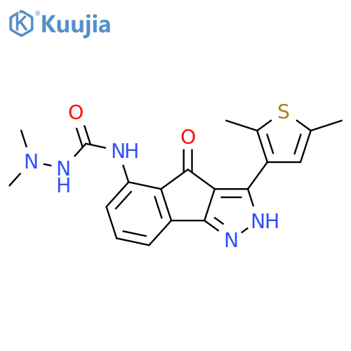 Hydrazinecarboxamide,N-[3-(2,5-dimethyl-3-thienyl)-2,4-dihydro-4-oxoindeno[1,2-c]pyrazol-5-yl]-2,2-dimethyl- structure