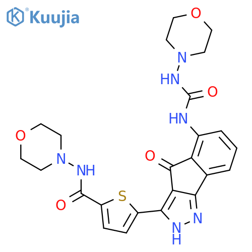 2-Thiophenecarboxamide,5-[2,4-dihydro-5-[[(4-morpholinylamino)carbonyl]amino]-4-oxoindeno[1,2-c]pyrazol-3-yl]-N-4-morpholinyl- structure
