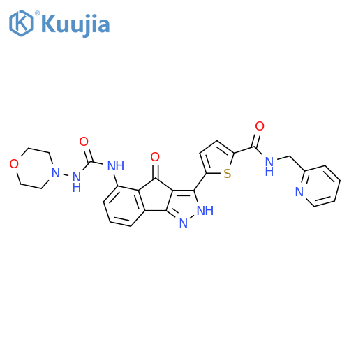 2-Thiophenecarboxamide,5-[2,4-dihydro-5-[[(4-morpholinylamino)carbonyl]amino]-4-oxoindeno[1,2-c]pyrazol-3-yl]-N-(2-pyridinylmethyl)- structure