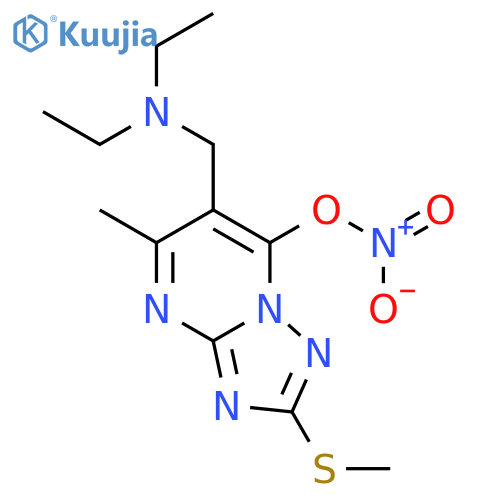 6-[(diethylamino)methyl]-5-methyl-2-(methylthio)-s-triazolo[1,5-a]pyrimidin-7-yl mononitrate structure