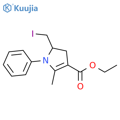 1H-Pyrrole-3-carboxylic acid, 4,5-dihydro-5-(iodomethyl)-2-methyl-1-phenyl-, ethyl ester structure
