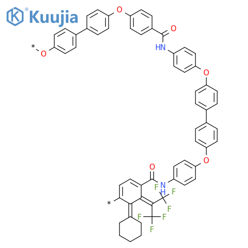 Poly[oxy-1,4-phenylenecyclohexylidene-1,4-phenyleneoxy-1,4-phenylenecarbonylimino-1,4-phenyleneoxy-1,4-phenylene[2,2,2-trifluoro-1-(trifluoromethyl)ethylidene]-1,4-phenyleneoxy-1,4-phenyleneiminocarbonyl-1,4-phenylene] structure