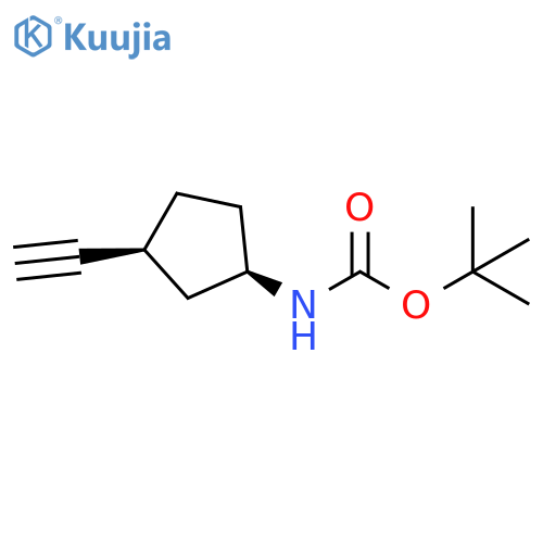 rac-tert-butyl N-(1R,3S)-3-ethynylcyclopentylcarbamate, cis structure