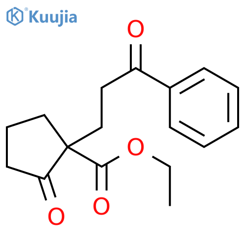 Cyclopentanecarboxylic acid, 2-oxo-1-(3-oxo-3-phenylpropyl)-, ethylester structure