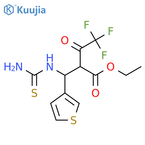 4,4,4-Trifluoro-2-(isothioureido-thiophen-3-yl-methyl)-3-oxo-butyric acid ethyl ester structure