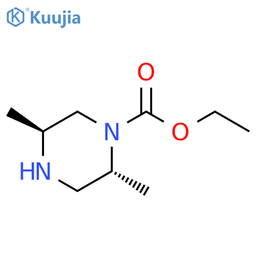 1-Piperazinecarboxylic acid, 2,5-dimethyl-, ethyl ester, (2R,5S)-rel- structure