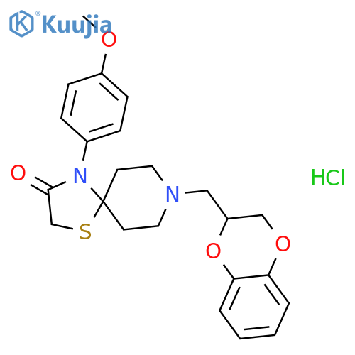 1-Thia-4,8-diazaspiro[4.5]decan-3-one,8-[(2,3-dihydro-1,4-benzodioxin-2-yl)methyl]-4-(4-methoxyphenyl)-,hydrochloride (1:1) structure