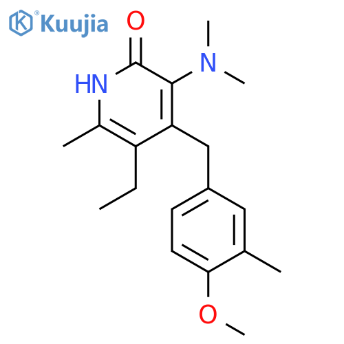 2(1H)-Pyridinone,3-(dimethylamino)-5-ethyl-4-[(4-methoxy-3-methylphenyl)methyl]-6-methyl- structure