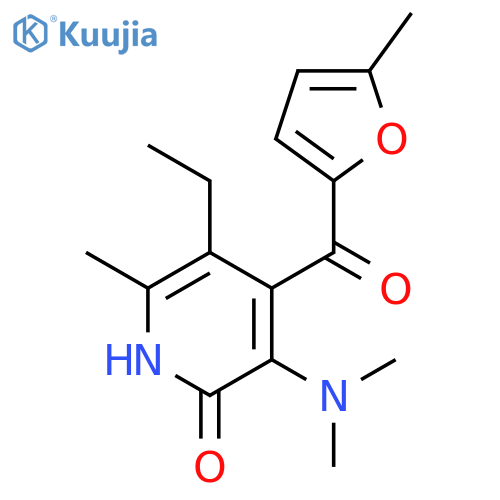 2(1H)-Pyridinone,3-(dimethylamino)-5-ethyl-6-methyl-4-[(5-methyl-2-furanyl)carbonyl]- structure