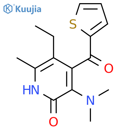 2(1H)-Pyridinone,3-(dimethylamino)-5-ethyl-6-methyl-4-(2-thienylcarbonyl)- structure