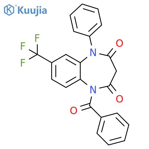 1H-1,5-Benzodiazepine-2,4(3H,5H)-dione, 1-benzoyl-5-phenyl-7-(trifluoromethyl)- structure