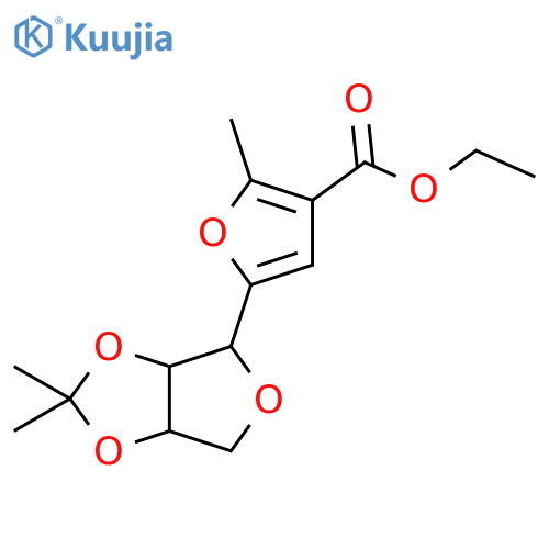 3-Furancarboxylic acid, 2-methyl-5-(tetrahydro-2,2-dimethylfuro[3,4-d]-1,3-dioxol-4-yl)-, ethyl ester structure