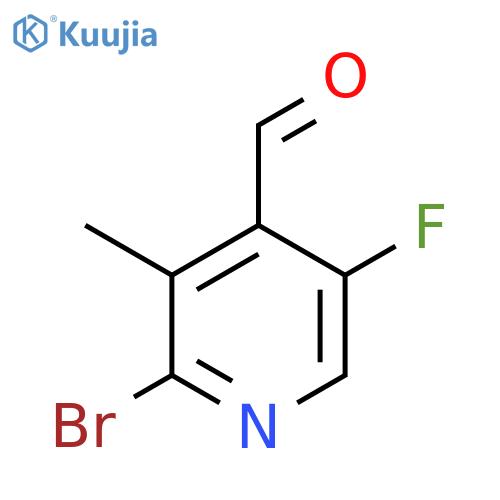 2-Bromo-5-fluoro-3-methyl-4-pyridinecarboxaldehyde structure