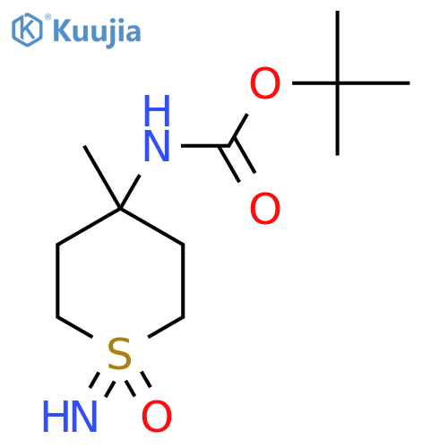 tert-butyl N-(1-imino-4-methyl-1-oxo-1lambda6-thian-4-yl)carbamate structure
