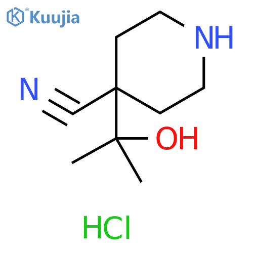 4-(2-hydroxypropan-2-yl)piperidine-4-carbonitrile hydrochloride structure