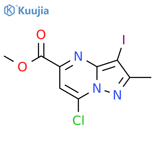 methyl 7-chloro-3-iodo-2-methylpyrazolo1,5-apyrimidine-5-carboxylate structure