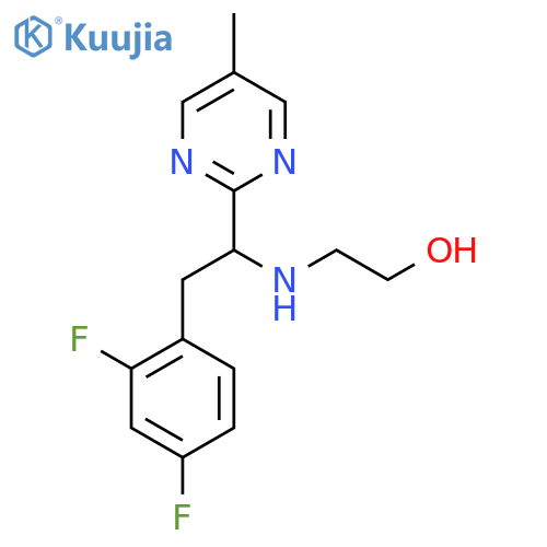 2-{2-(2,4-difluorophenyl)-1-(5-methylpyrimidin-2-yl)ethylamino}ethan-1-ol structure