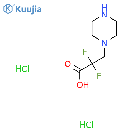 2,2-difluoro-3-(piperazin-1-yl)propanoic acid dihydrochloride structure