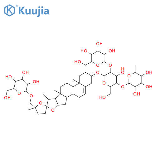 b-D-Glucopyranoside, (3b,22a,25S)-22,25-epoxy-26-(b-D-glucopyranosyloxy)furost-5-en-3-yl O-6-deoxy-a-L-mannopyranosyl-(1&reg;4)-O-[b-D-glucopyranosyl-(1&reg;2)]- structure