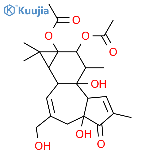 5H-Cyclopropa[3,4]benz[1,2-e]azulen-5-one,9,9a-bis(acetyloxy)-1,1a,1b,4,4a,7a,7b,8,9,9a-decahydro-4a,7b-dihydroxy-3-(hydroxymethyl)-1,1,6,8-tetramethyl-,(1aR,1bS,4aR,7aS,7bS,8R,9R,9aS)- structure