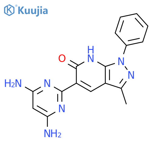 5-(4,6-diaminopyrimidin-2-yl)-3-methyl-1-phenyl-7H-pyrazolo[3,4-b]pyridin-6-one structure