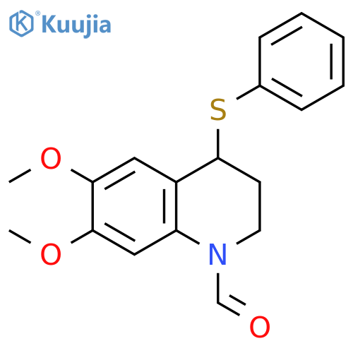 1(2H)-Quinolinecarboxaldehyde, 3,4-dihydro-6,7-dimethoxy-4-(phenylthio)- structure