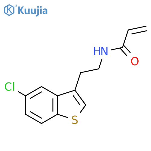 N-2-(5-chloro-1-benzothiophen-3-yl)ethylprop-2-enamide structure