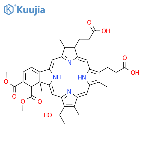 23H,25H-Benzo[b]porphine-9,13-dipropanoicacid,1,22a-dihydro-19-(1-hydroxyethyl)-1,2-bis(methoxycarbonyl)-8,14,18,22a-tetramethyl-(9CI) structure