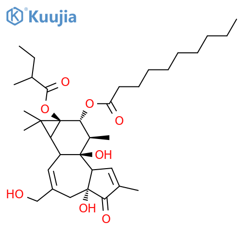 Decanoic acid,(1aR,1bS,4aR,7aS,7bS,8R,9R,9aS)-1a,1b,4,4a,5,7a,7b,8,9,9a-decahydro-4a,7b-dihydroxy-3-(hydroxymethyl)-1,1,6,8-tetramethyl-9a-(2-methyl-1-oxobutoxy)-5-oxo-1H-cyclopropa[3,4]benz[1,2-e]azulen-9-ylester (9CI) structure
