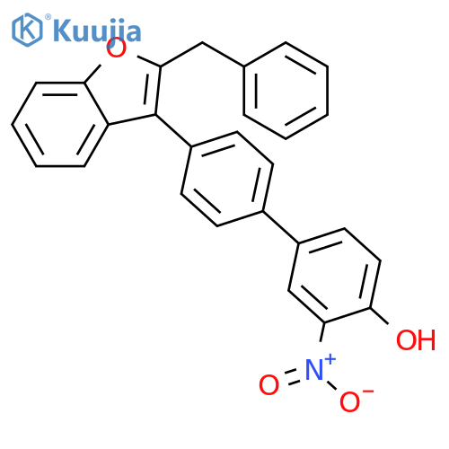 [1,1'-Biphenyl]-4-ol, 3-nitro-4'-[2-(phenylmethyl)-3-benzofuranyl]- structure