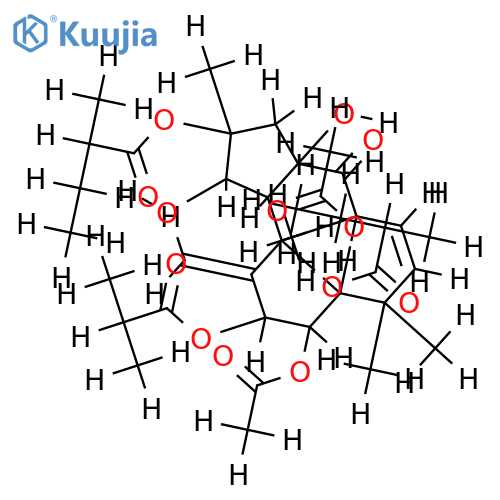(2R,3R,4R,5R,7S,8S,9S,11E,13S,15R)-2,3,5,7,8,9,15-heptahydroxyjatropha-6(17),11-diene-14-one-8,9-diacetate-7-isobutyrate-2,5-bis(2-methylbutyrate) structure
