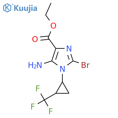 ethyl 5-amino-2-bromo-1-2-(trifluoromethyl)cyclopropyl-1H-imidazole-4-carboxylate structure