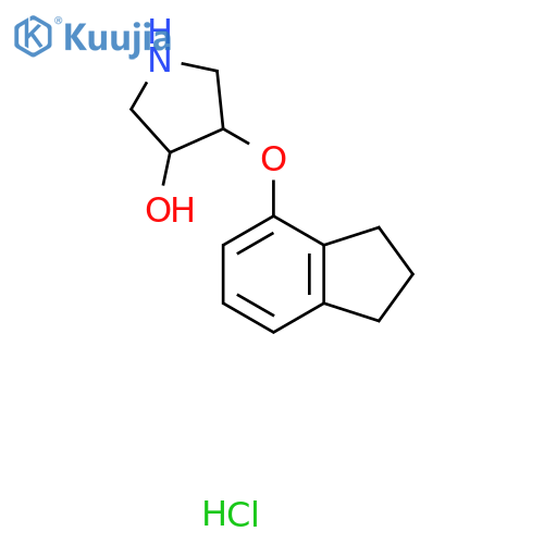 4-(2,3-dihydro-1H-inden-4-yloxy)pyrrolidin-3-ol hydrochloride structure