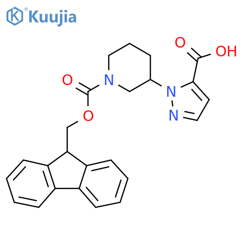 1-(1-{(9H-fluoren-9-yl)methoxycarbonyl}piperidin-3-yl)-1H-pyrazole-5-carboxylic acid structure