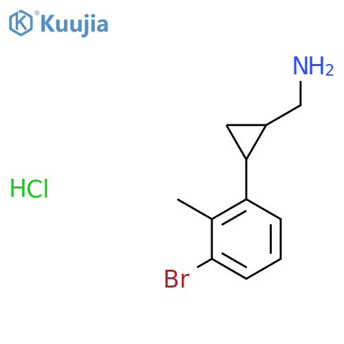 1-2-(3-bromo-2-methylphenyl)cyclopropylmethanamine hydrochloride structure