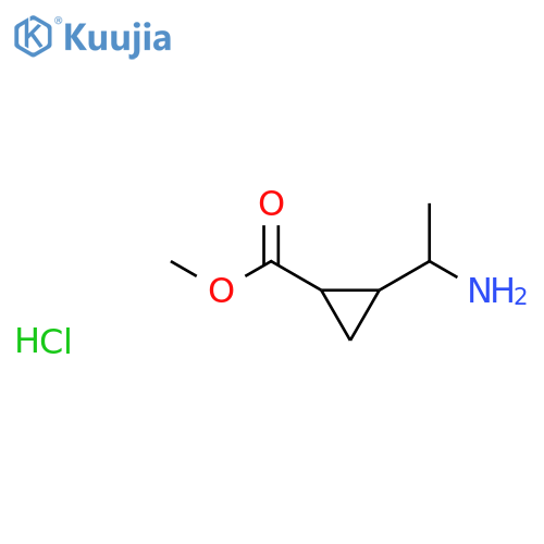 Methyl 2-(1-aminoethyl)cyclopropane-1-carboxylate hydrochloride structure